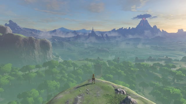 Der kleine Link blickt über die unendlichen weiten von Hyrule. Der kleine Link blickt über die unendlichen weiten von Hyrule.