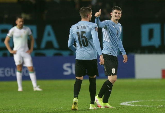 Zwei Uruguayer jubeln Zwei Uruguayer jubeln