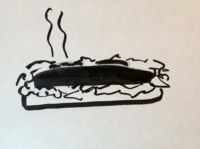 Zeichnung eines Hotdogs auf Japanes -Styie Zeichnung eines Hotdogs auf Japanes -Styie