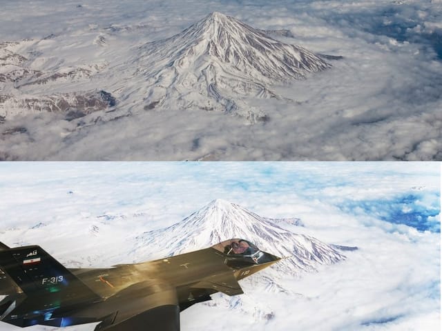 Kampfflieger vor Berg Kampfflieger vor Berg
