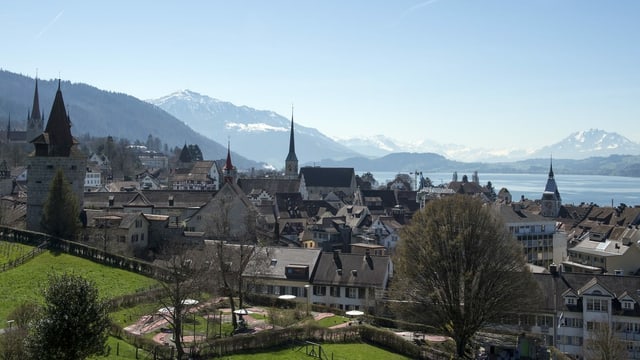 Stadt Zug mit See und Bergpanorama Stadt Zug mit See und Bergpanorama