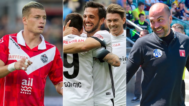 Dreifachbild mit Ezgjan Alioski, dem FC Thun und Markus Babbel Dreifachbild mit Ezgjan Alioski, dem FC Thun und Markus Babbel