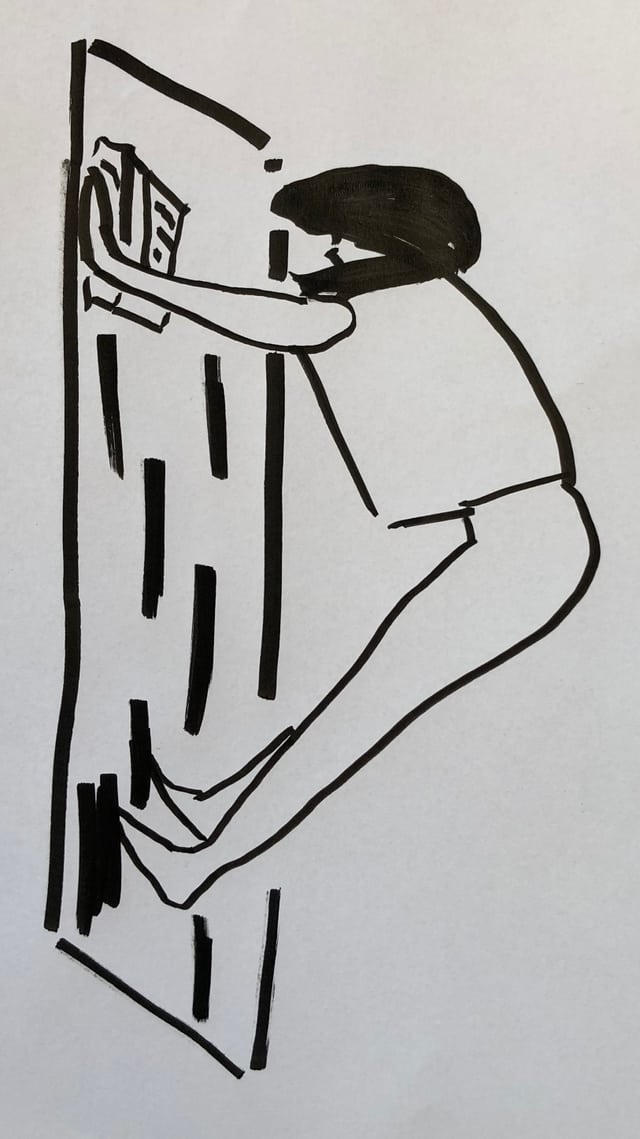 Grafik mit Figur die die Yoga-Übung «Hund» macht. Grafik mit Figur die die Yoga-Übung «Hund» macht.