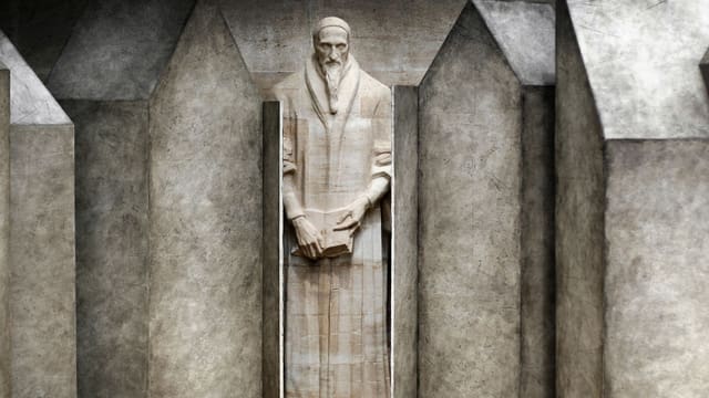 Die Status von Johannes Calvin an der Reformationsmauer in Genf. Die Status von Johannes Calvin an der Reformationsmauer in Genf.