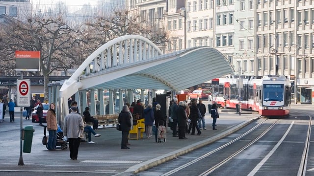 Die Calatravahalle beim Marktplatz im Herzen der Stadt St. Gallen. Die Calatravahalle beim Marktplatz im Herzen der Stadt St. Gallen.