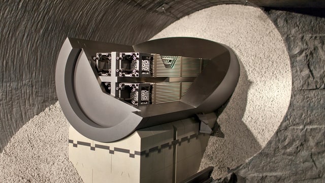 Modell für die Lagerung von radioaktiven Brennstäben. Modell für die Lagerung von radioaktiven Brennstäben.