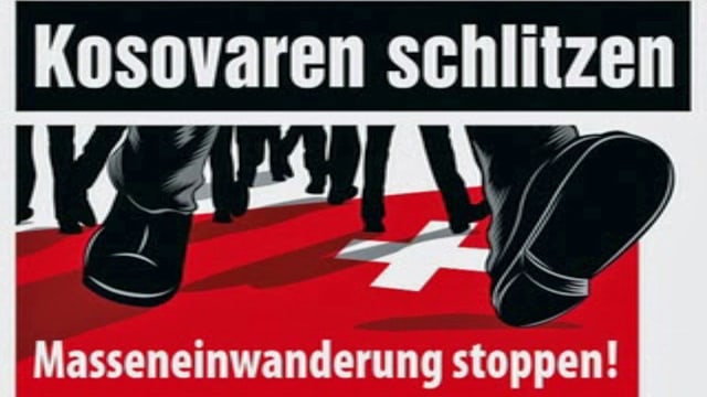 SVP-Inserat «Kosovaren schlitzen Schweizer auf» vom 2011 SVP-Inserat «Kosovaren schlitzen Schweizer auf» vom 2011