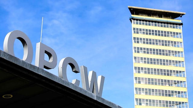 Fassade des OPCW-Gebäudes in Den Haag. Fassade des OPCW-Gebäudes in Den Haag.