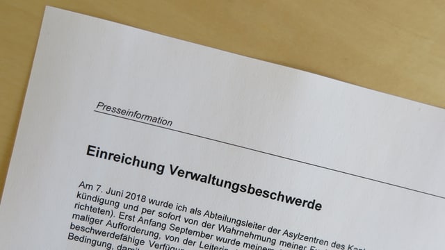 Die Medienmitteilung des freigestellten Asyl-Leiters Adrian Portmann. Die Medienmitteilung des freigestellten Asyl-Leiters Adrian Portmann.