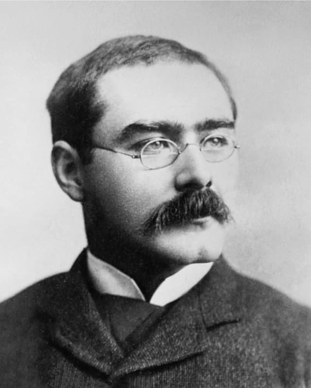 Nahaufnahme des Autors Kipling. Nahaufnahme des Autors Kipling.