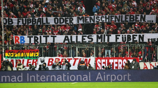 Transparent gegen RB Leipzig. Transparent gegen RB Leipzig.