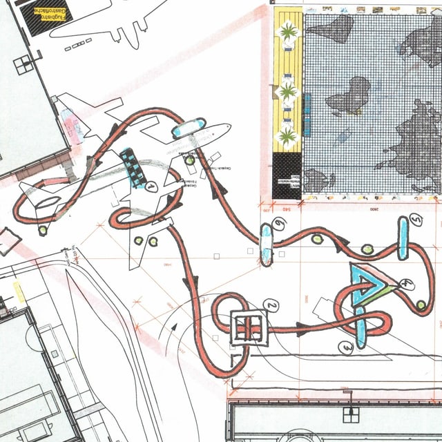 Plan der Rennstrecke im Verkehrshaus Luzern. Plan der Rennstrecke im Verkehrshaus Luzern.