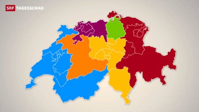 Eine Karte der künftigen sechs Asylregionen in der Schweiz. Eine Karte der künftigen sechs Asylregionen in der Schweiz.