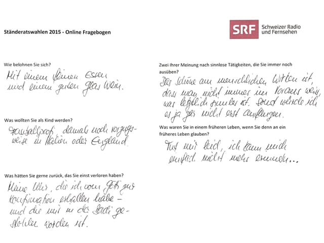 Fragebogen von Hannes Germann Fragebogen von Hannes Germann