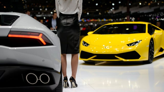 Lamborghini-Stand beim Autosalon in Genf Lamborghini-Stand beim Autosalon in Genf