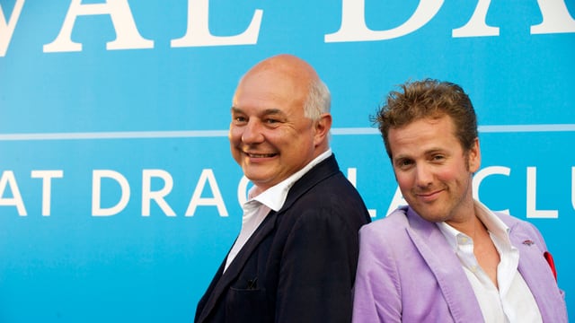 Portrait Rolf Sachs mit Christian Jott Jenny, die «Macher» des «Festival da Jazz» in St. Moritz Portrait Rolf Sachs mit Christian Jott Jenny, die «Macher» des «Festival da Jazz» in St. Moritz