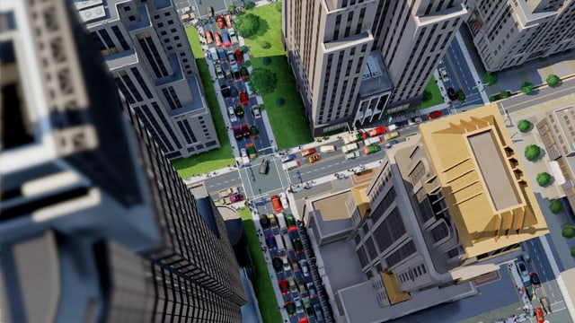 Ein Screenshot des Games «SimCity» zeigt mit Blick von oben Hochhausschluchten und Autos in den Strassen. Ein Screenshot des Games «SimCity» zeigt mit Blick von oben Hochhausschluchten und Autos in den Strassen.