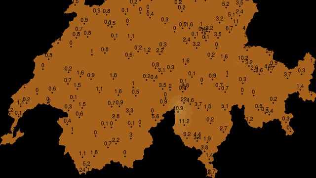 Niederschlagskarte der Schweiz. Niederschlagskarte der Schweiz.