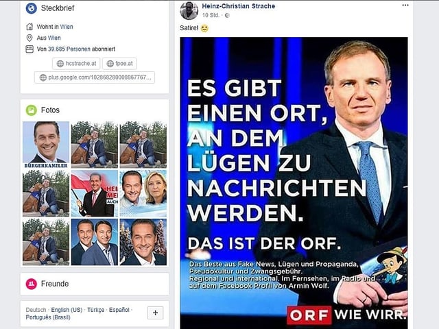 Straches Facebook-Eintrag Straches Facebook-Eintrag