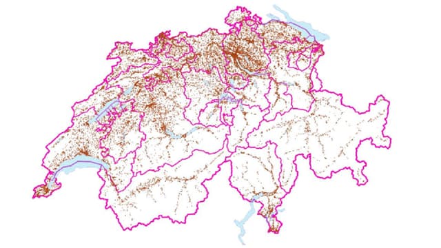 Schweiz-Karte mit markierten Standorten Schweiz-Karte mit markierten Standorten