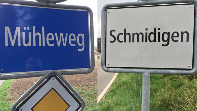 Die beiden Ortsschilder. Die beiden Ortsschilder.