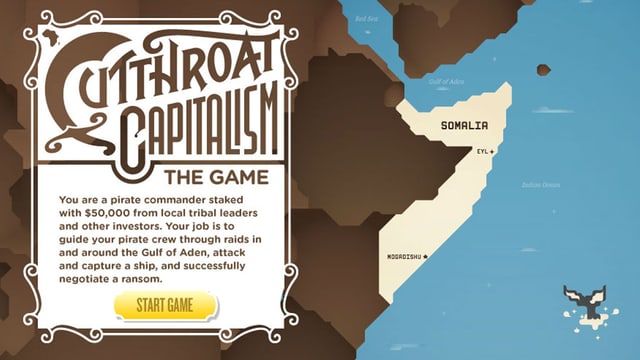 Oberfläche des Spiels, das "Cutthroat capitalism" heisst. Oberfläche des Spiels, das "Cutthroat capitalism" heisst.