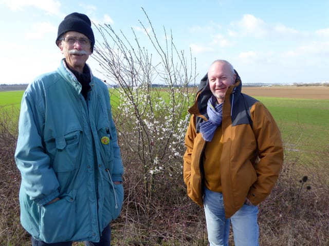 Zwei Männer auf einem Feld. Zwei Männer auf einem Feld.