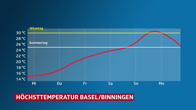 Grafik, die Temperaturverlauf in Basel/Binningen zeigt Grafik, die Temperaturverlauf in Basel/Binningen zeigt