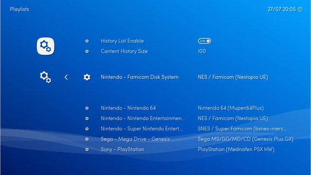 Ein Screenshot der Benutzeroberfläche des Emulatoren-Programmes Retroarch. Ein Screenshot der Benutzeroberfläche des Emulatoren-Programmes Retroarch.