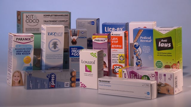 Verpackungen von Läusemittel. Verpackungen von Läusemittel.