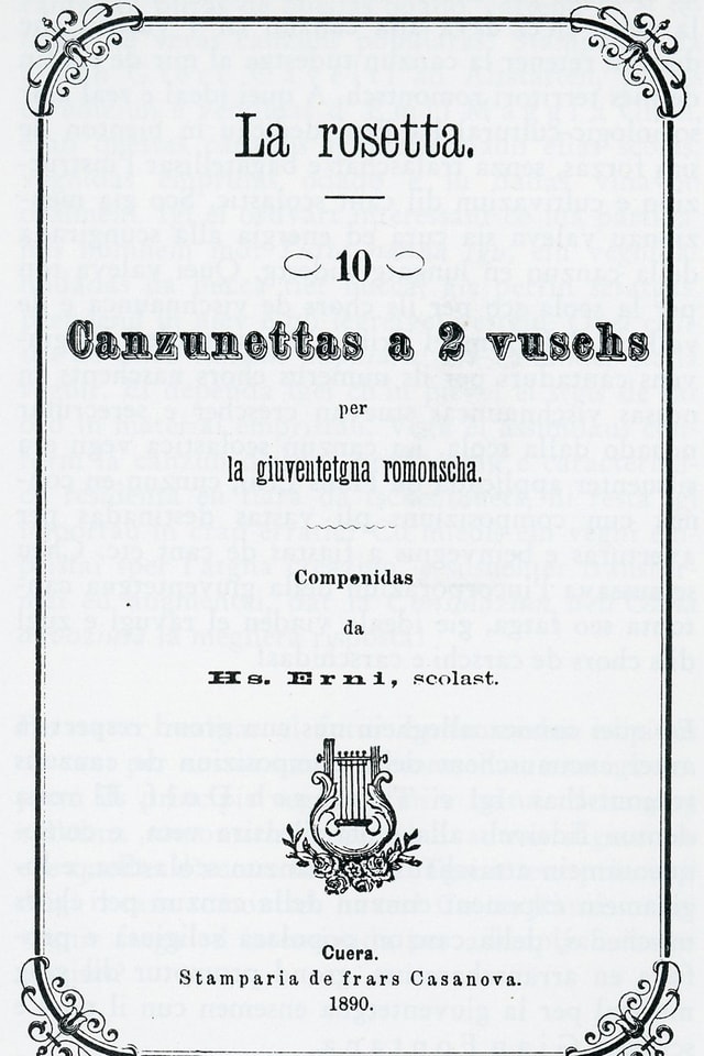 La rosetta - Frontispizi da l'emprima ediziun 1890 La rosetta - Frontispizi da l'emprima ediziun 1890
