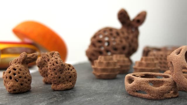Essbare Hasen und andere Objekte aus dem 3-D-Drucker. Essbare Hasen und andere Objekte aus dem 3-D-Drucker.