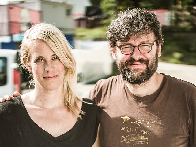Barbara Weber mit Markus Acher von The Notwist. Barbara Weber mit Markus Acher von The Notwist.