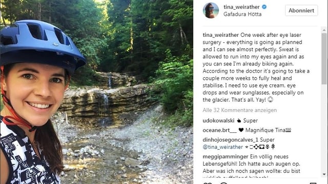 Tina Weirather lässt sich im Sommer die Augen lasern. Tina Weirather lässt sich im Sommer die Augen lasern.