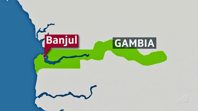 Kartenausschnitt von Gambia. Kartenausschnitt von Gambia.