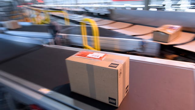 Paket auf Förderband Paket auf Förderband