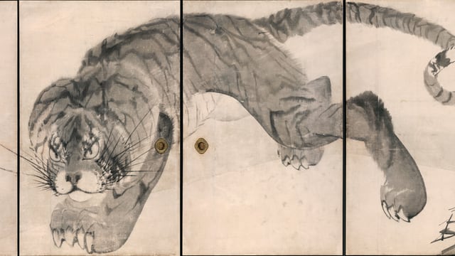Tuschezeichnung mit imposantem Tiger Tuschezeichnung mit imposantem Tiger