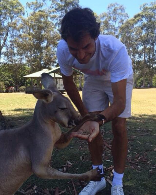 Roger Federer mit Känguru