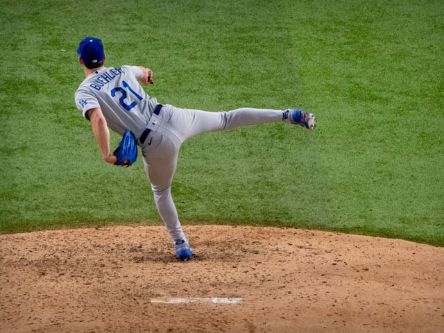 Walker Buehler von den Los Angeles Dodgers. Walker Buehler von den Los Angeles Dodgers.