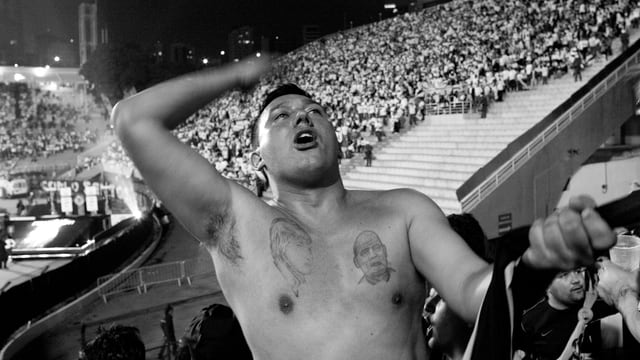 Tätowierter Fussballfan in Sao Paulo. Tätowierter Fussballfan in Sao Paulo.