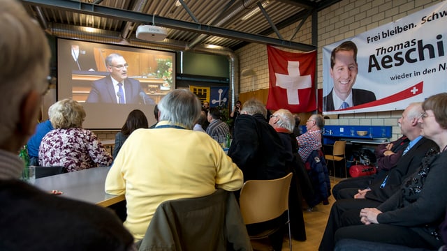 Personen vor einer Leinwand. Personen vor einer Leinwand.