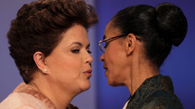 Silva und Rousseff bei Umarmung. Silva und Rousseff bei Umarmung.
