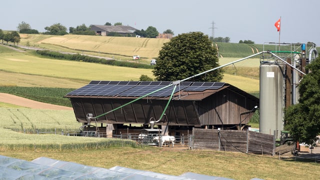 Bauernhof mit Silo und Schweizerfahne in Wallbach/Aargau Bauernhof mit Silo und Schweizerfahne in Wallbach/Aargau