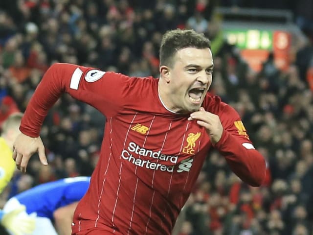 Xherdan Shaqiri bei einem Sprint auf dem Platz. Xherdan Shaqiri bei einem Sprint auf dem Platz.