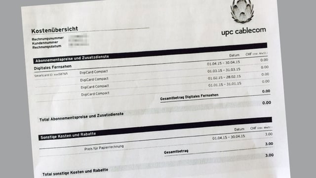Cablecom-Rechnung. Cablecom-Rechnung.