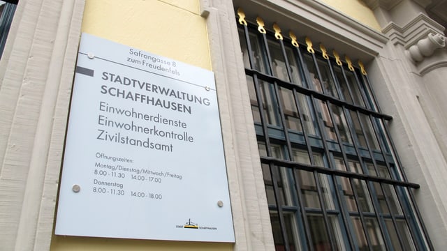 Eingangsschild der Einwohnerkontolle Eingangsschild der Einwohnerkontolle