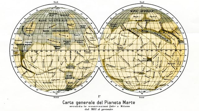 Alte Karte der Oberfläche des Planeten Mars. Alte Karte der Oberfläche des Planeten Mars.