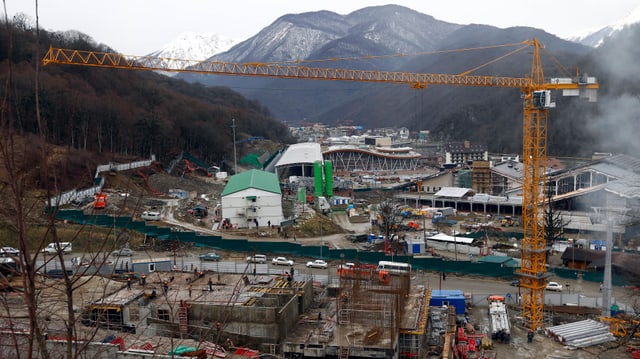 Eine Grossbaustelle im Wintersportressort Rosa Khutor. Eine Grossbaustelle im Wintersportressort Rosa Khutor.