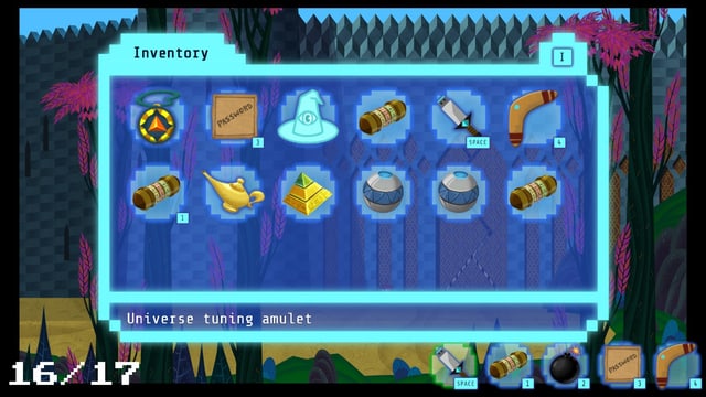 Das Inventar von Meow: Zeitreise-Amulett, magischer Hut und viele andere nützliche Dinge. Das Inventar von Meow: Zeitreise-Amulett, magischer Hut und viele andere nützliche Dinge.