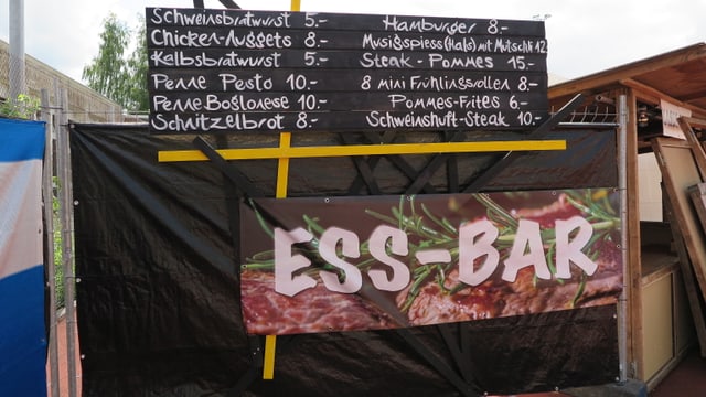 Schild, auf welchem das Menu steht. Schild, auf welchem das Menu steht.